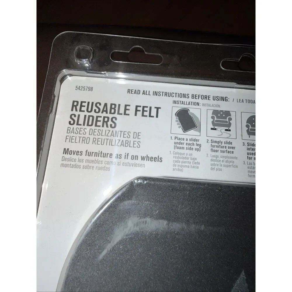ACE Reusable Felt Sliders for Hardwood Floors 4 pack New In Package 4 X 7 Inches